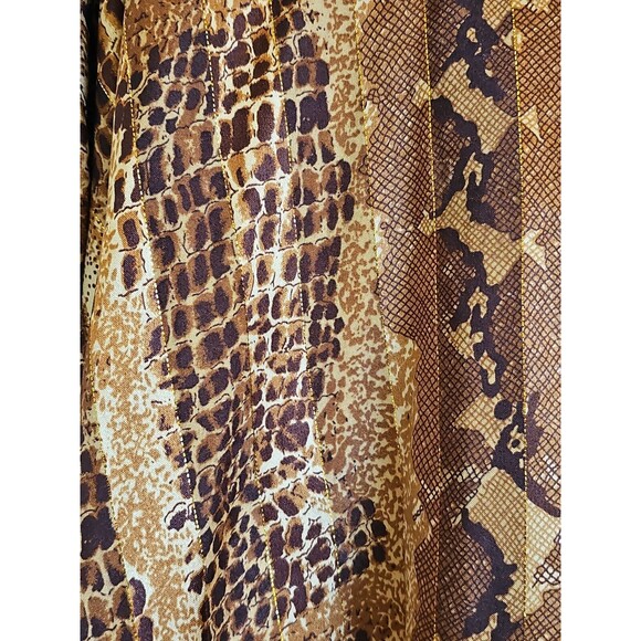 Vintage Nylon Bomber Jacket Snakeskin Pattern Gold Brown 90s Y2K Hip Hop Womans - Picture 7 of 15